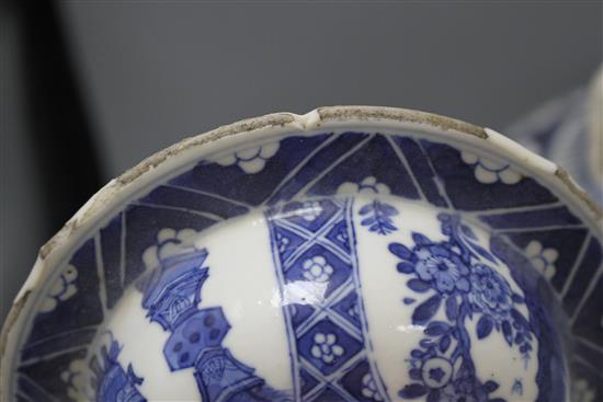 A 19th century Chinese blue and white jar, with panelled decoration, height 28cm and an associated vase lid